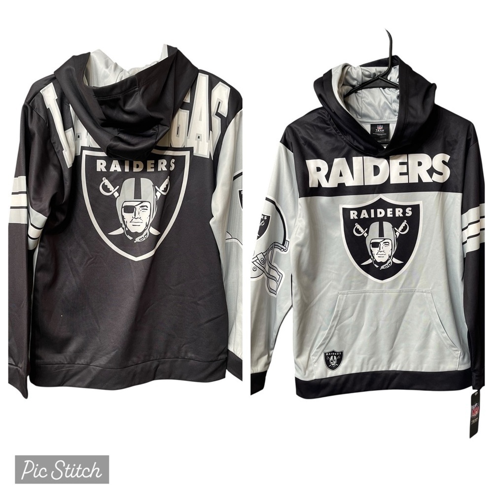 NFL Raiders Black and White Team Hoodie size‎ L(14-16)
